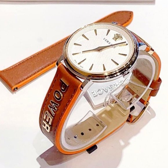 Versace Women\'s Brown Analogue Leather Watch! NEW